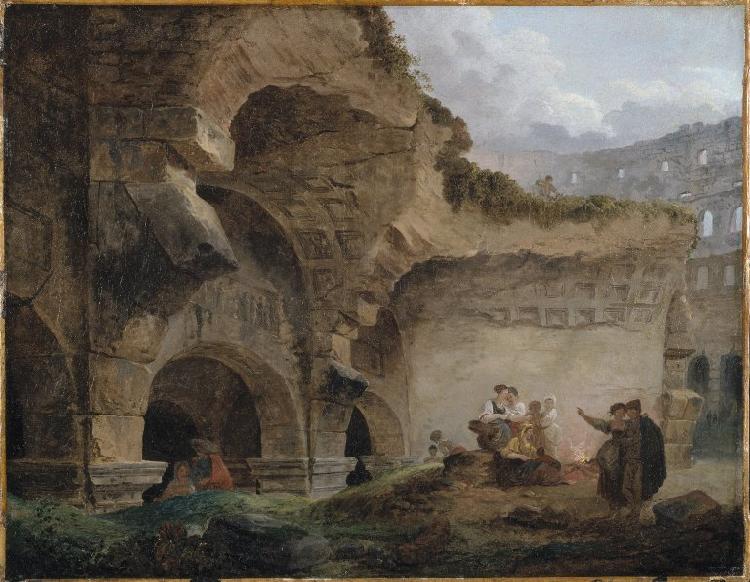 ROBERT, Hubert Washerwomen in the Ruins of the Colosseum Sweden oil painting art